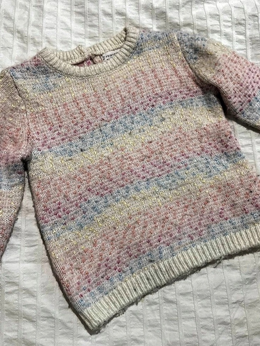 Primary Pastel Color Block Sweater Girls 9-12 months